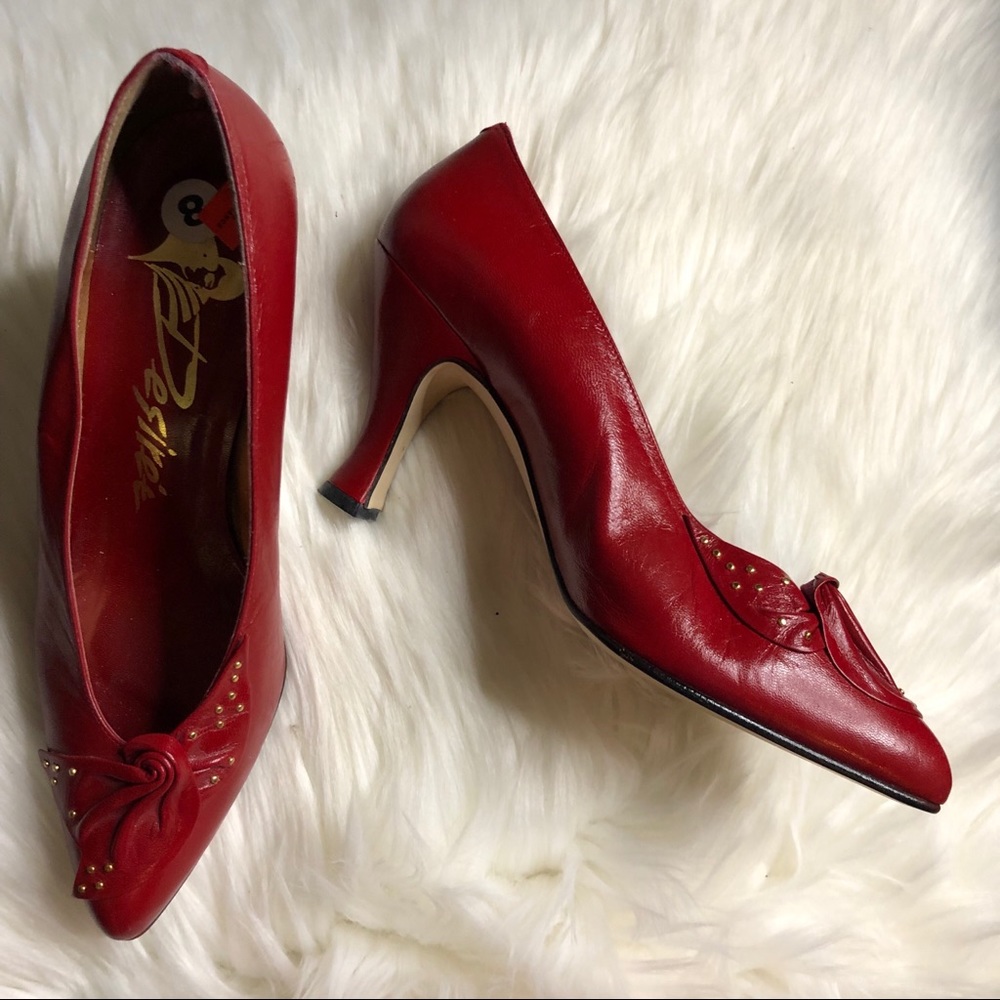 NWT Vintage 90s Desiree Red Rose Heels SZ 8